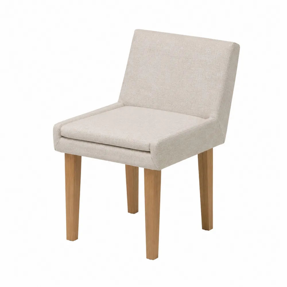 sedia imbottita senza braccioli in tessuto poliestere beige gambe in legno massello 55 cm x 55 cm x 80 cm